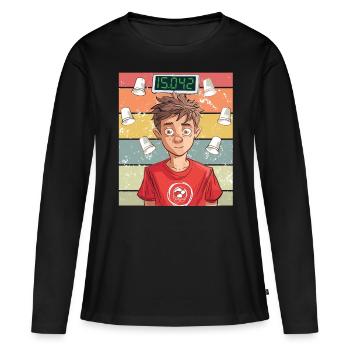 Empilage de gobelets Speed Stacker - T-shirt manches longues Premium bio Femme - noir - Devant - Julia (174cm)