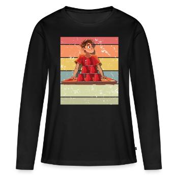 Empilage de gobelets Speed Stacker - T-shirt manches longues Premium bio Femme - noir - Devant - Julia (174cm)