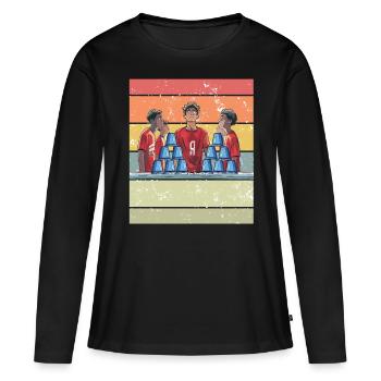 Empilage de gobelets Speed Stacker - T-shirt manches longues Premium bio Femme - noir - Devant - Julia (174cm)