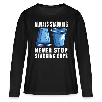 Empilage de gobelets Speed Stacker - T-shirt manches longues Premium bio Femme - noir - Devant - Julia (174cm)
