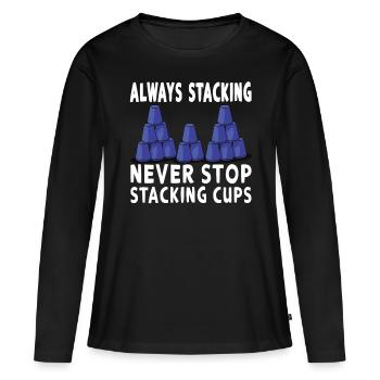 Empilage de gobelets Speed Stacker - T-shirt manches longues Premium bio Femme - noir - Devant - Julia (174cm)