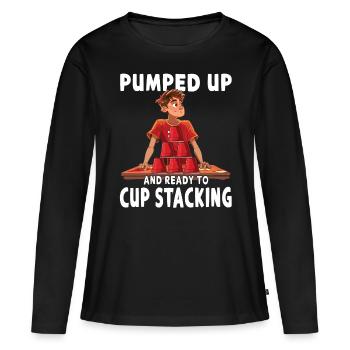 Empilage de gobelets Speed Stacker - T-shirt manches longues Premium bio Femme - noir - Devant - Julia (174cm)