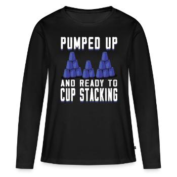 Empilage de gobelets Speed Stacker - T-shirt manches longues Premium bio Femme - noir - Devant - Julia (174cm)