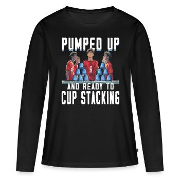 Empilage de gobelets Speed Stacker - T-shirt manches longues Premium bio Femme - noir - Devant - Julia (174cm)