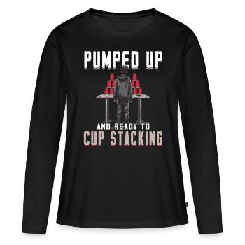 Empilage de gobelets Speed Stacker - T-shirt manches longues Premium bio Femme - noir - Devant - Julia (174cm)