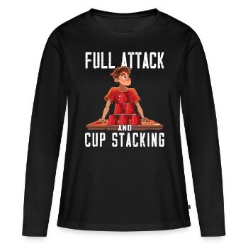 Empilage de gobelets Speed Stacker - T-shirt manches longues Premium bio Femme - noir - Devant - Julia (174cm)