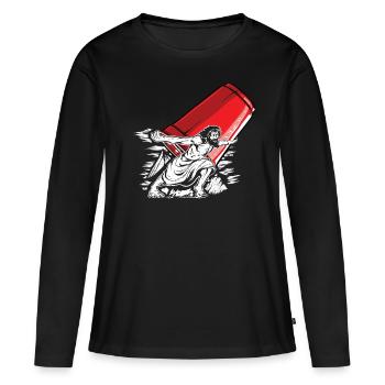 Empilage de gobelets Speed Stacker - T-shirt manches longues Premium bio Femme - noir - Devant - Julia (174cm)