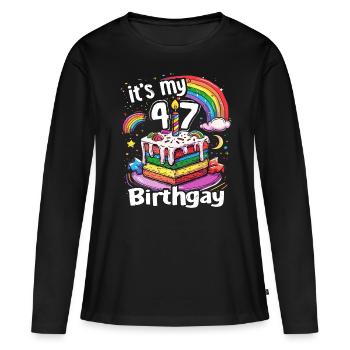 It's My Birthgay Birth-gay Lgbt Gay - Women's Premium Organic Long Sleeve Shirt - black - Front - Julia (174cm)
