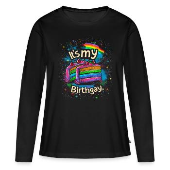 It's my birthgay birth-gay lgbt gay - Women's Premium Organic Long Sleeve Shirt - black - Front - Julia (174cm)