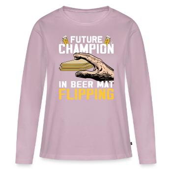 Bierdeckel Umdrehen Spiel Bier - Frauen Premium Bio Langarmshirt - Altrosa - Vorne - Julia (174cm)