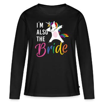 LGBTQ also bride unicorn bachelorette party - Women's Premium Organic Long Sleeve Shirt - black - Front - Julia (174cm)