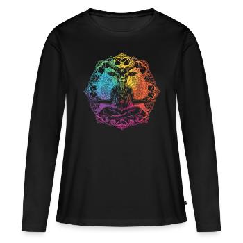 Ziegen-yoga-meditation, Yoga-kurs, Yoga - Frauen Premium Bio Langarmshirt - Schwarz - Vorne - Julia (174cm)