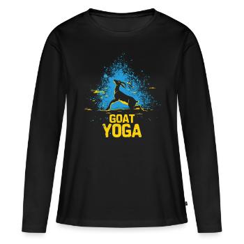 Ziegen-yoga-meditation, Yoga-kurs, Yoga - Frauen Premium Bio Langarmshirt - Schwarz - Vorne - Julia (174cm)