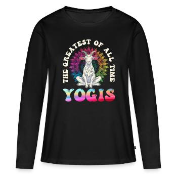 Ziegen-yoga-meditation, Yoga-kurs, Yoga - Frauen Premium Bio Langarmshirt - Schwarz - Vorne - Julia (174cm)