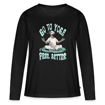 Ziegen-yoga-meditation, Yoga-kurs, Yoga - Frauen Premium Bio Langarmshirt - Schwarz - Vorne - Julia (174cm)