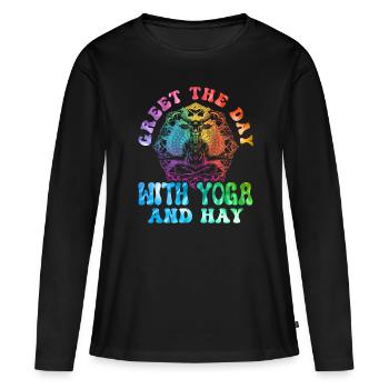 Ziegen-yoga-meditation, Yoga-kurs, Yoga - Frauen Premium Bio Langarmshirt - Schwarz - Vorne - Julia (174cm)