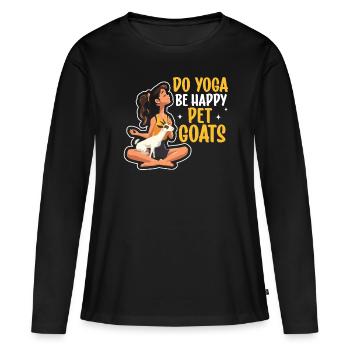 Ziegen-yoga-meditation, Yoga-kurs, Yoga - Frauen Premium Bio Langarmshirt - Schwarz - Vorne - Julia (174cm)