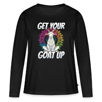 Ziegen-yoga-meditation, Yoga-kurs, Yoga - Frauen Premium Bio Langarmshirt - Schwarz - Vorne - Julia (174cm)