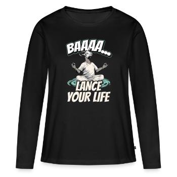 Ziegen-yoga-meditation, Yoga-kurs, Yoga - Frauen Premium Bio Langarmshirt - Schwarz - Vorne - Julia (174cm)