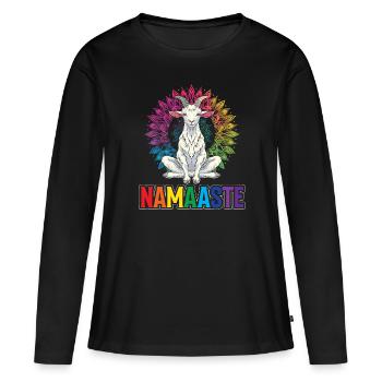 Ziegen-yoga-meditation, Yoga-kurs, Yoga - Frauen Premium Bio Langarmshirt - Schwarz - Vorne - Julia (174cm)