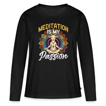 Ziegen-yoga-meditation, Yoga-kurs, Yoga - Frauen Premium Bio Langarmshirt - Schwarz - Vorne - Julia (174cm)