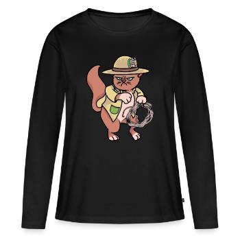 Chat Wild West Cowboy Ranch Lasso Hippie - T-shirt manches longues Premium bio Femme - noir - Devant - Julia (174cm)