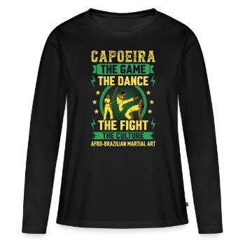 Capoeira, le jeu, la danse, le combat - T-shirt manches longues Premium bio Femme - noir - Devant - Julia (174cm)