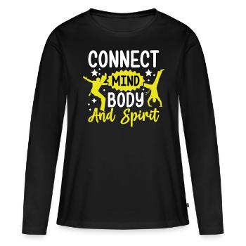 Connecter l’, le corps et l’ - T-shirt manches longues Premium bio Femme - noir - Devant - Julia (174cm)