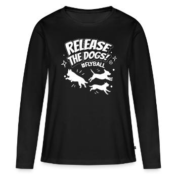 Flyball Canine Sport Agility Parcour Dog - Frauen Premium Bio Langarmshirt - Schwarz - Vorne - Julia (174cm)