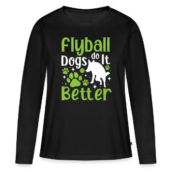Flyball Canine Sport Agility Parcour Dog - Frauen Premium Bio Langarmshirt - Schwarz - Vorne - Julia (174cm)