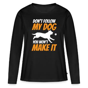 Flyball Canine Sport Agility Parcour Dog - Frauen Premium Bio Langarmshirt - Schwarz - Vorne - Julia (174cm)