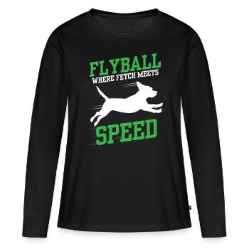 Flyball Canine Sport Agility Parcour Chien - T-shirt manches longues Premium bio Femme - noir - Devant - Julia (174cm)