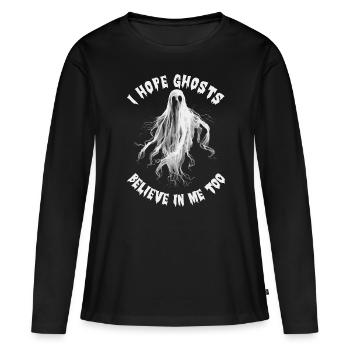 Appât fantôme Paranormal Chasseur de fantômes - T-shirt manches longues Premium bio Femme - noir - Devant - Julia (174cm)