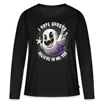 Appât fantôme Paranormal Chasseur de fantômes - T-shirt manches longues Premium bio Femme - noir - Devant - Julia (174cm)
