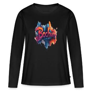 Bochum - Frauen Premium Bio Langarmshirt - Schwarz - Vorne - Julia (174cm)