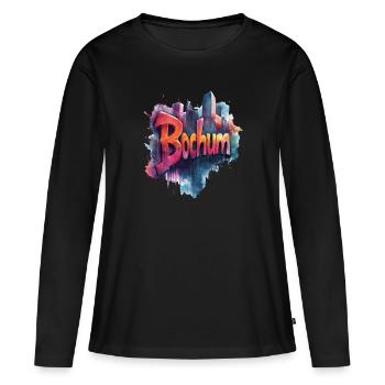 Bochum - Frauen Premium Bio Langarmshirt - Schwarz - Vorne - Julia (174cm)
