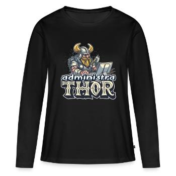 Viking Databaseadministra-thor Nerdy - Frauen Premium Bio Langarmshirt - Schwarz - Vorne - Julia (174cm)