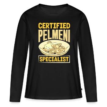 Pelmeni russes, quenelles russes - T-shirt manches longues Premium bio Femme - noir - Devant - Julia (174cm)