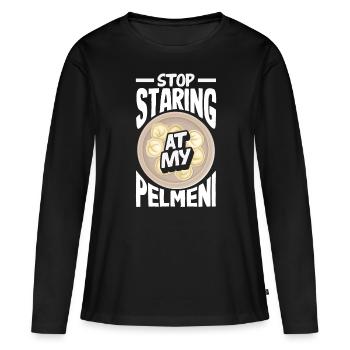 Pelmeni russes, quenelles russes - T-shirt manches longues Premium bio Femme - noir - Devant - Julia (174cm)