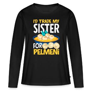 Pelmeni russes, quenelles russes - T-shirt manches longues Premium bio Femme - noir - Devant - Julia (174cm)