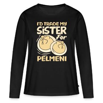 Pelmeni russes, quenelles russes - T-shirt manches longues Premium bio Femme - noir - Devant - Julia (174cm)