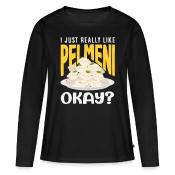 Pelmeni russes, quenelles russes - T-shirt manches longues Premium bio Femme - noir - Devant - Julia (174cm)