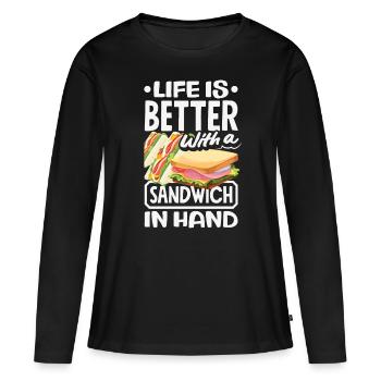 Sandwich Sandwich Snack Célébration - T-shirt manches longues Premium bio Femme - noir - Devant - Julia (174cm)