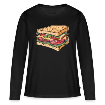Sandwich Sandwich Snack Célébration - T-shirt manches longues Premium bio Femme - noir - Devant - Julia (174cm)