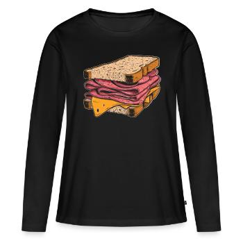 Sandwich Sandwich Snack Célébration - T-shirt manches longues Premium bio Femme - noir - Devant - Julia (174cm)