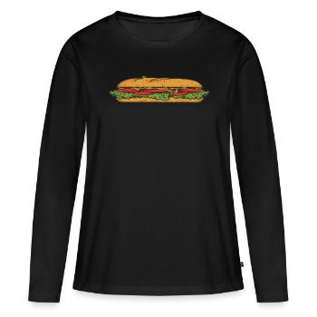 Sandwich Sandwich Snack Célébration - T-shirt manches longues Premium bio Femme - noir - Devant - Julia (174cm)