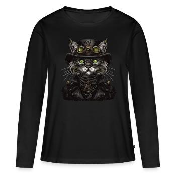 Steam Punk Art Funky Steampunk - Frauen Premium Bio Langarmshirt - Schwarz - Vorne - Julia (174cm)