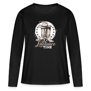It's Linedance Time - Country Fan - Geschenk - Frauen Premium Bio Langarmshirt - Schwarz - Vorne - Julia (174cm)