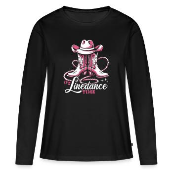 It's Linedance Time - Country Fan - Geschenk - Frauen Premium Bio Langarmshirt - Schwarz - Vorne - Julia (174cm)