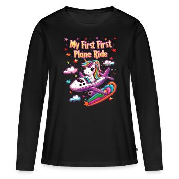 My first plane trip First time flying - Women's Premium Organic Long Sleeve Shirt - black - Front - Julia (174cm)